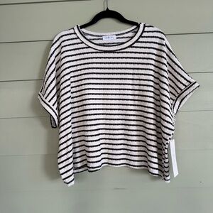 Black and White Striped Short Sleeve Top